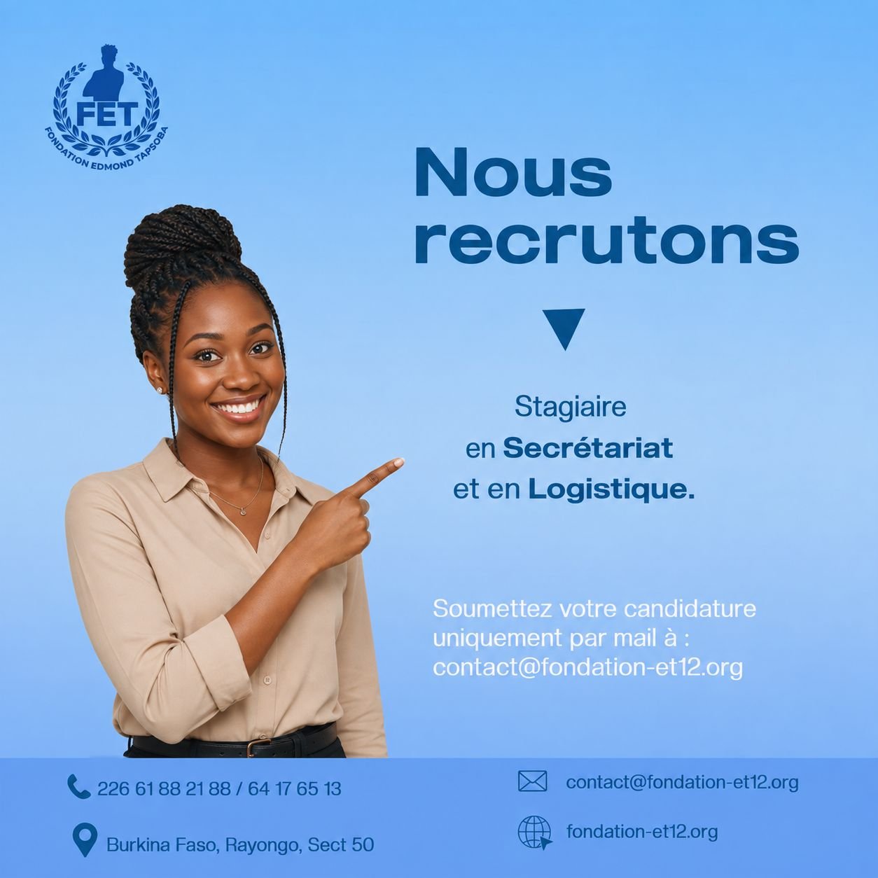 You are currently viewing AVIS DE RECRUTEMENTPOSTES: STAGIAIRES EN LOGISTIQUE ET SECRÉTARIAT.